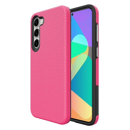 Triangle Shockproof Case with Anti Slip Grains for Samsung Galaxy S22 - Hot Pink